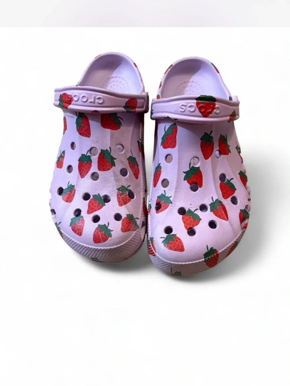 Men’s Pink Strawberry Print Clog Sandals - Crocs Style mens 11